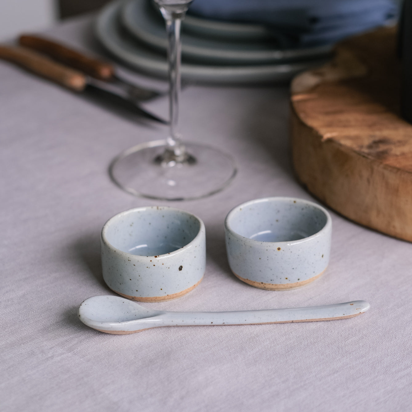 close up of handmade ramekin dishes by Palinopsia Ceramics small dishes
