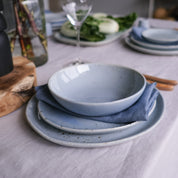 Handmade three piece stoneware set in a blue grey speckle by Palinopsia Ceramics in Newcastle