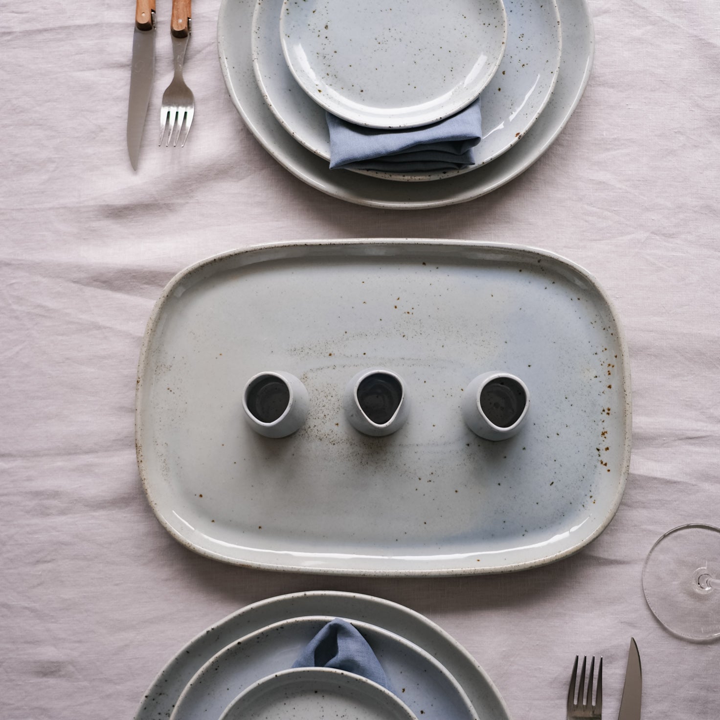 Handmade stoneware rectangle platter for serving