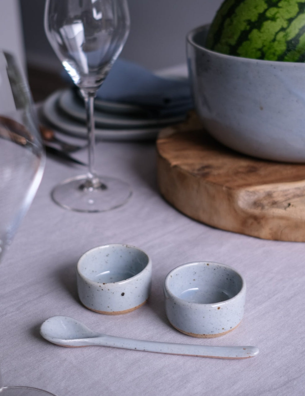 handmade blue speckle ceramics coffee and tea teaspoon