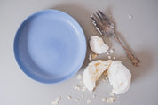Palinopsia's low pasta bowl in blue with a Meringue