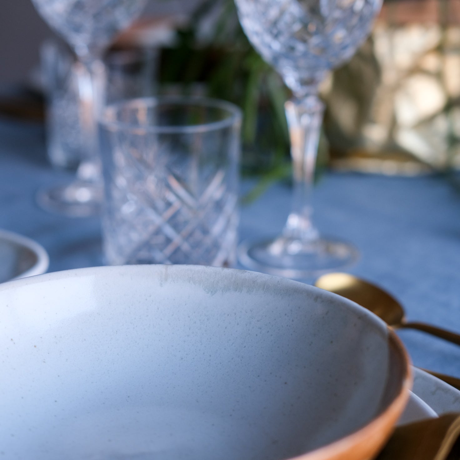 Detail shot of reactive glaze on handmade ceramic bowl by Palinopsia Ceramics