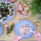 Large round blue serving platter pottery handmade ceramics by Palinopsia