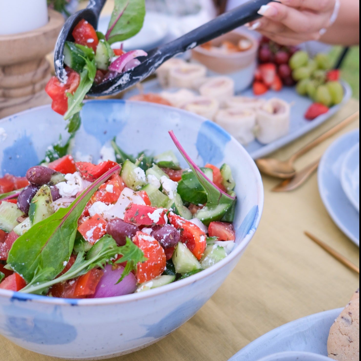 Blue and White Salad bowl by Palinopsia Ceramics and pottery