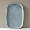 Large slip cast rectangle serving platter in blue grey speckle by Palinopsia Ceramics 