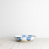 Palinopsia Ceramics handmade blue and white pasta bowl against white  linen backdrop