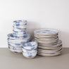 Handmade dinner set in blue and white for 8 people by Palinopsia Ceramics  