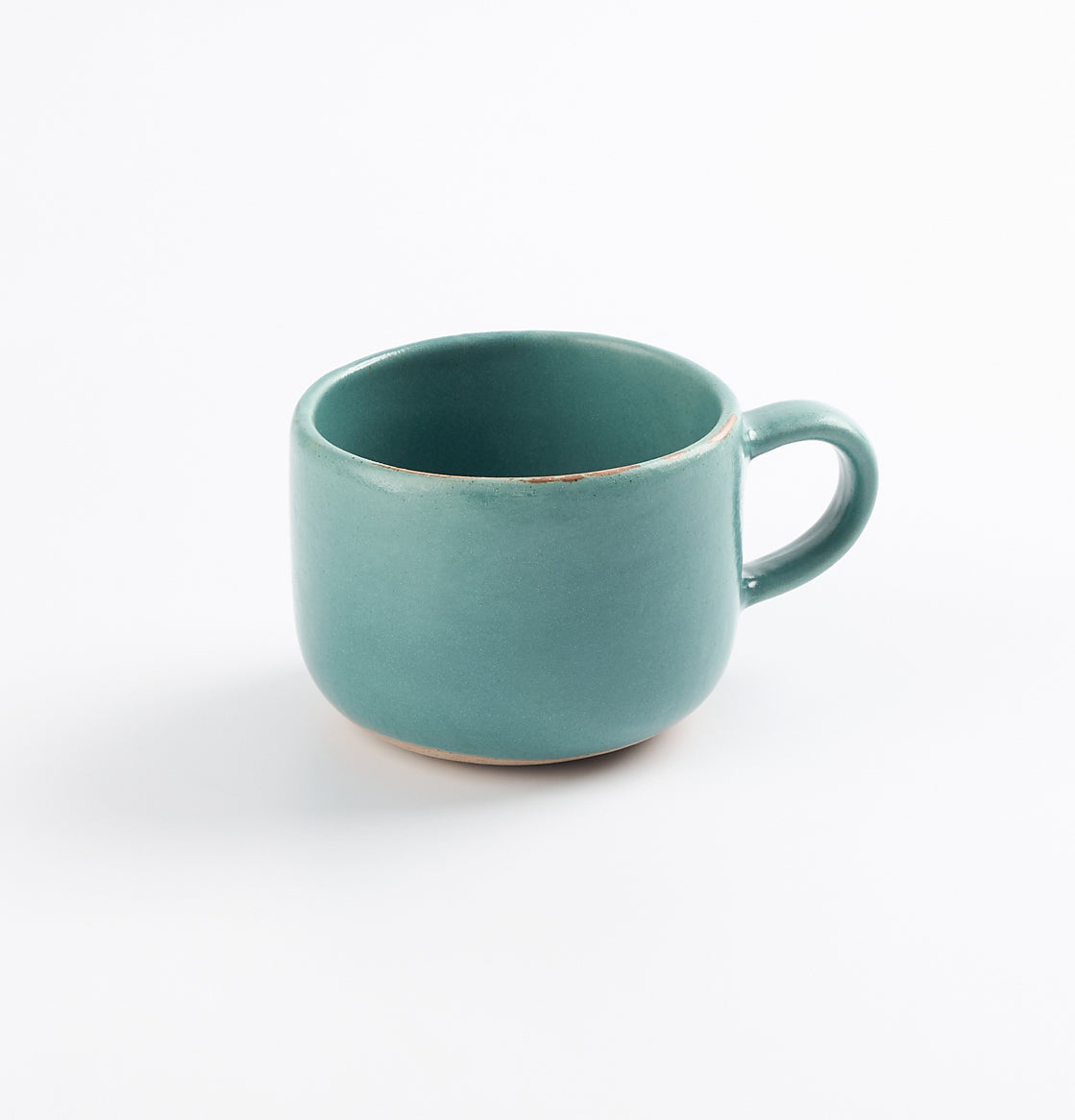 Antique teal blue mug on white background by Palinopsia Ceramics