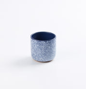 Palinopsia Espresso Cup in a cobalt blue and white design on white background