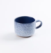 Palinopsia Ceramics Midnight blue and white Blizzard handmade mug on white background