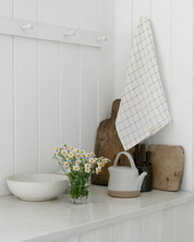 100% Pure French Linen Tea Towel - Blue Grid