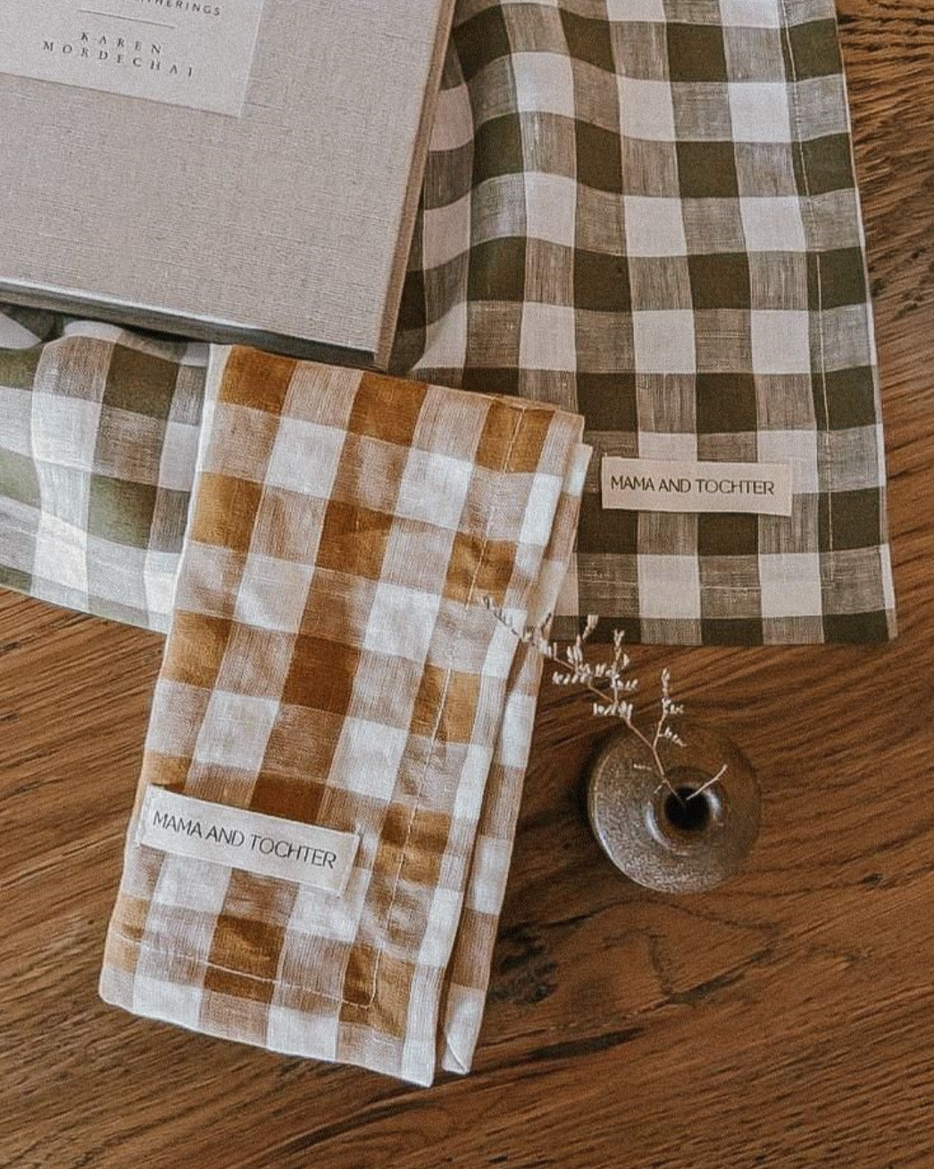 100% Pure French Linen Tea Towel - Gingham Check