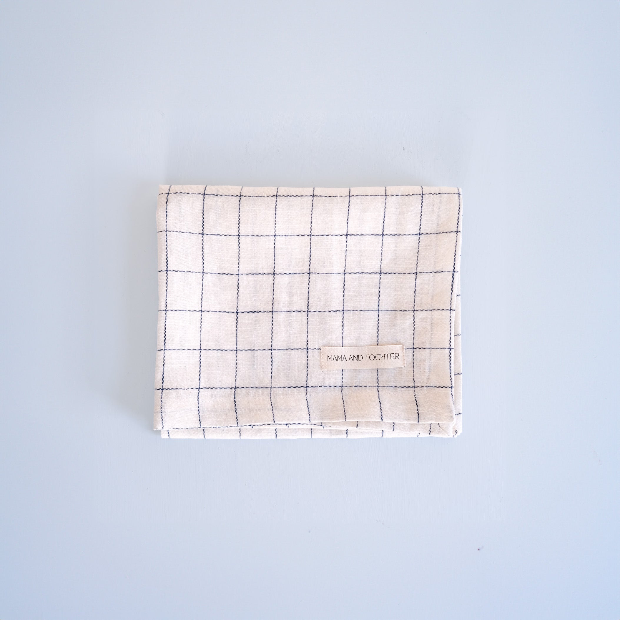 100% Pure French Linen Tea Towel - Blue Grid