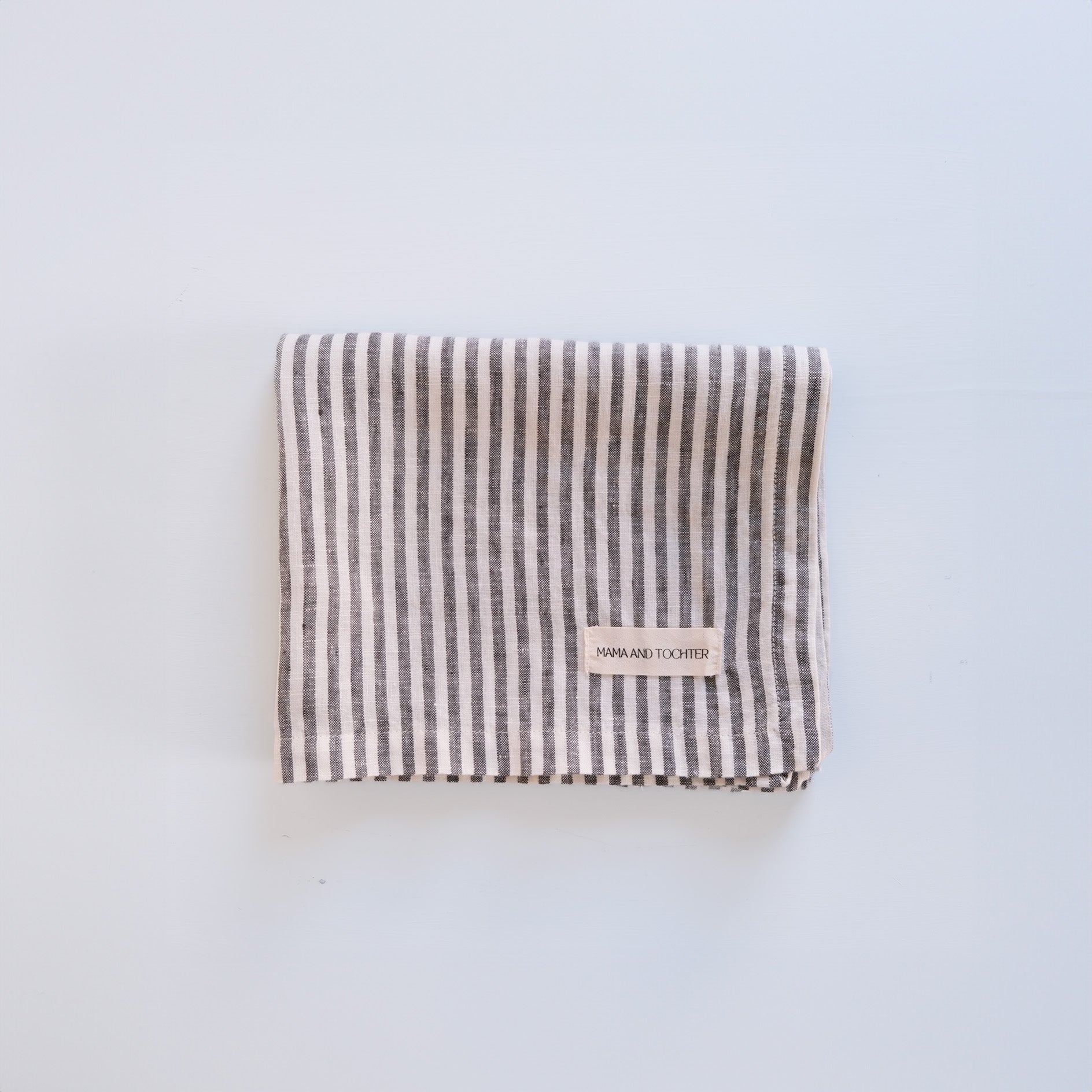 100% Pure French Linen Tea Towel - Charcoal Stripe