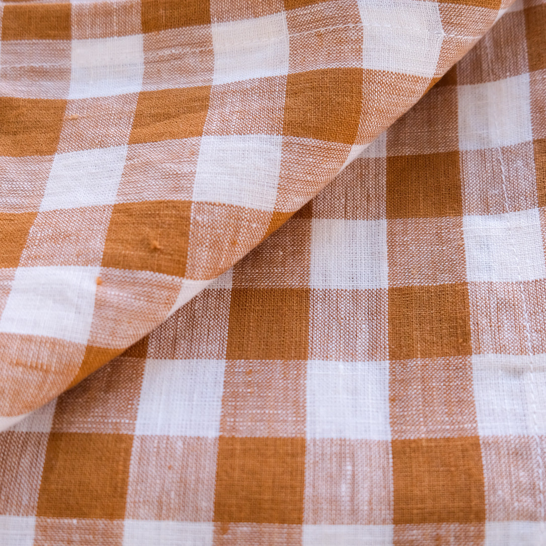 100% Pure French Linen Tea Towel - Gingham Check