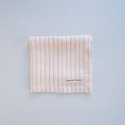 100% Pure French Linen Tea Towel - Toffee Pinstripe