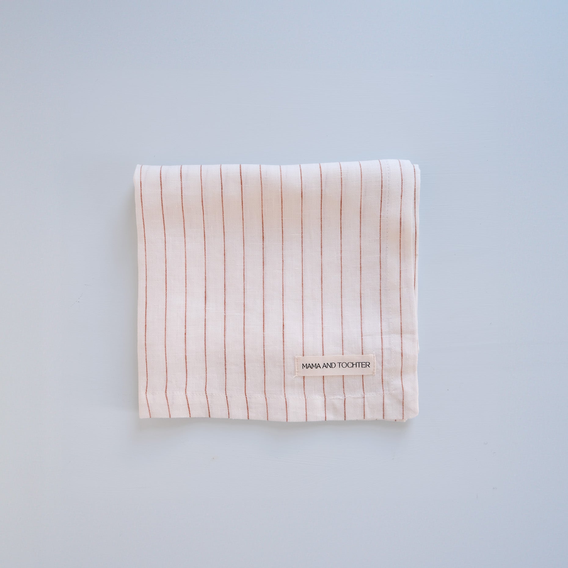 100% Pure French Linen Tea Towel - Toffee Pinstripe