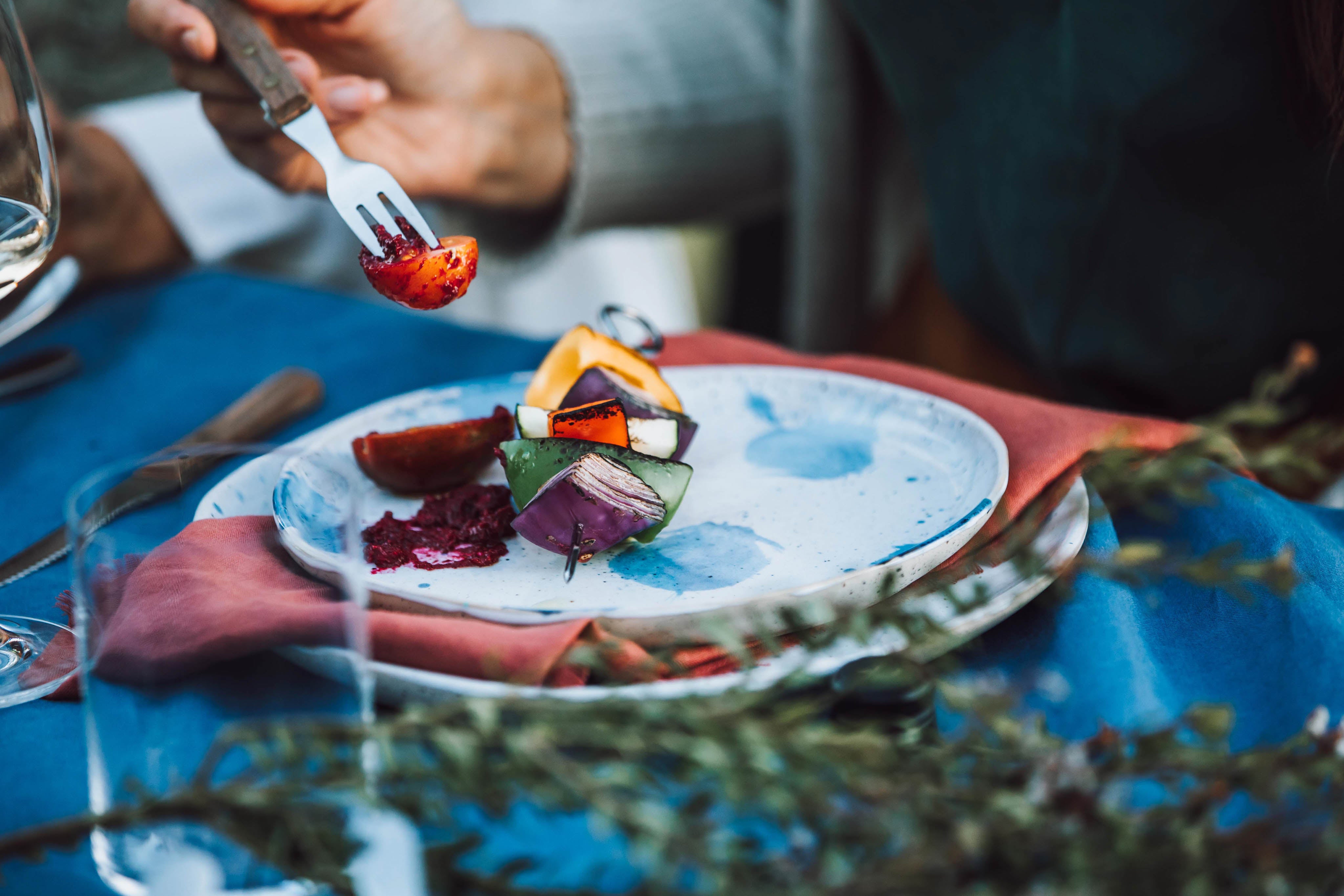 Palinopsia Pollock lunch plate serving up grilled vegetables 