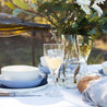 Outdoor dining in Sydney with Hunter Valley sparkling wine and handmade three piece dinner set by Palinopsia Ceramics