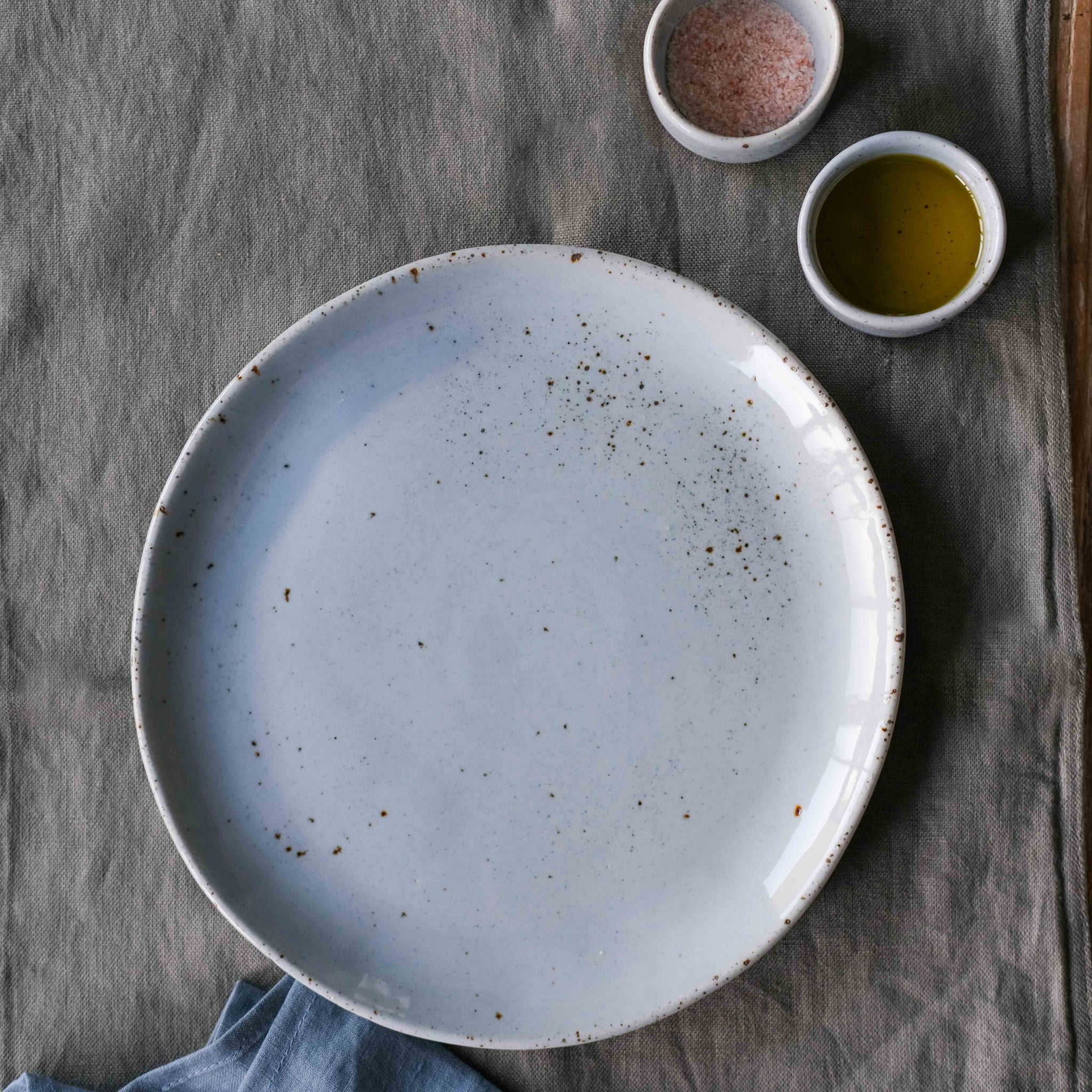 Lunch plate with small salt and butter dish ramekin bowls by Palinopsia Ceramics
