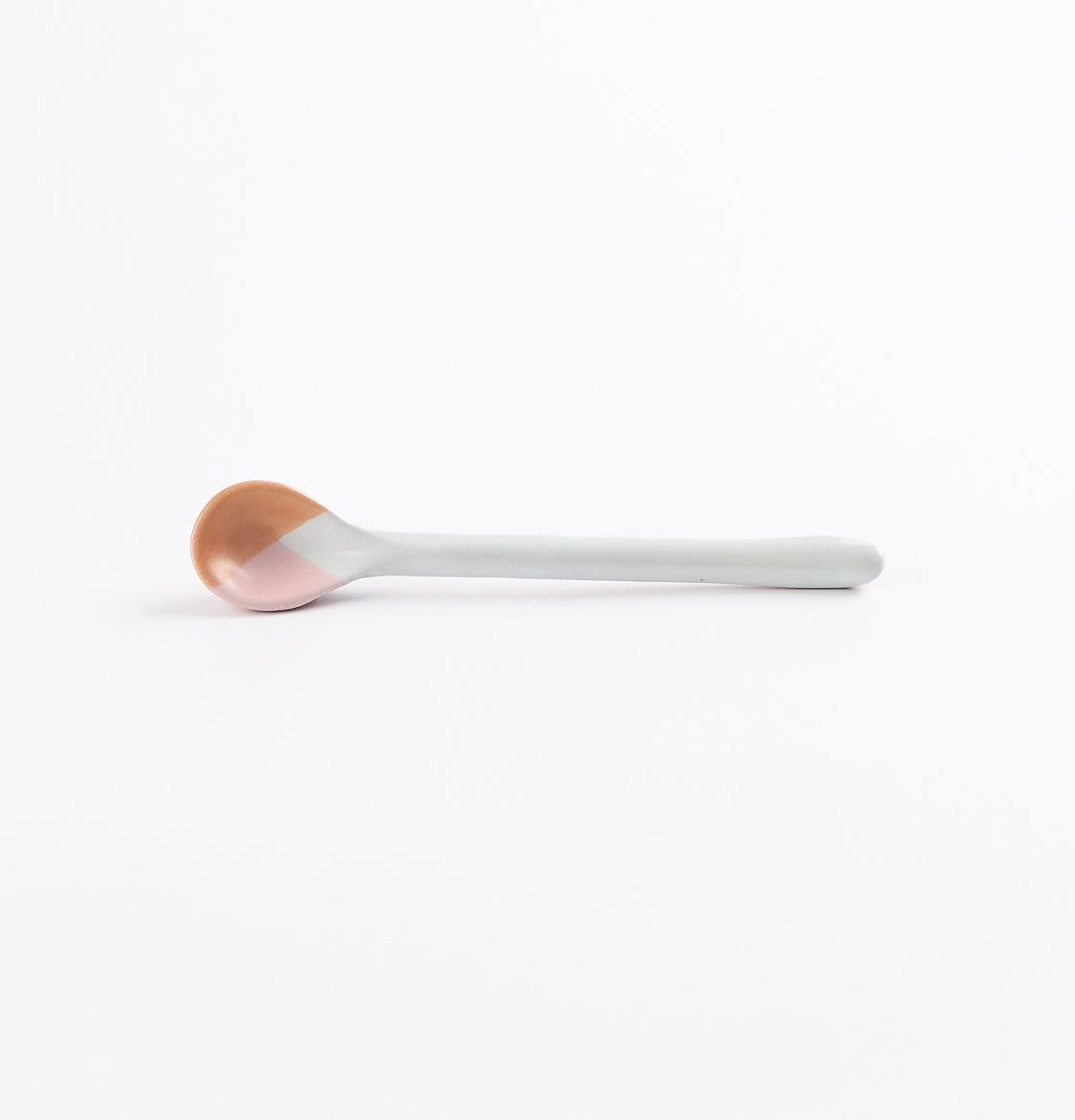 handmade ceramic teaspoon in pink, chocolate and brown colours 