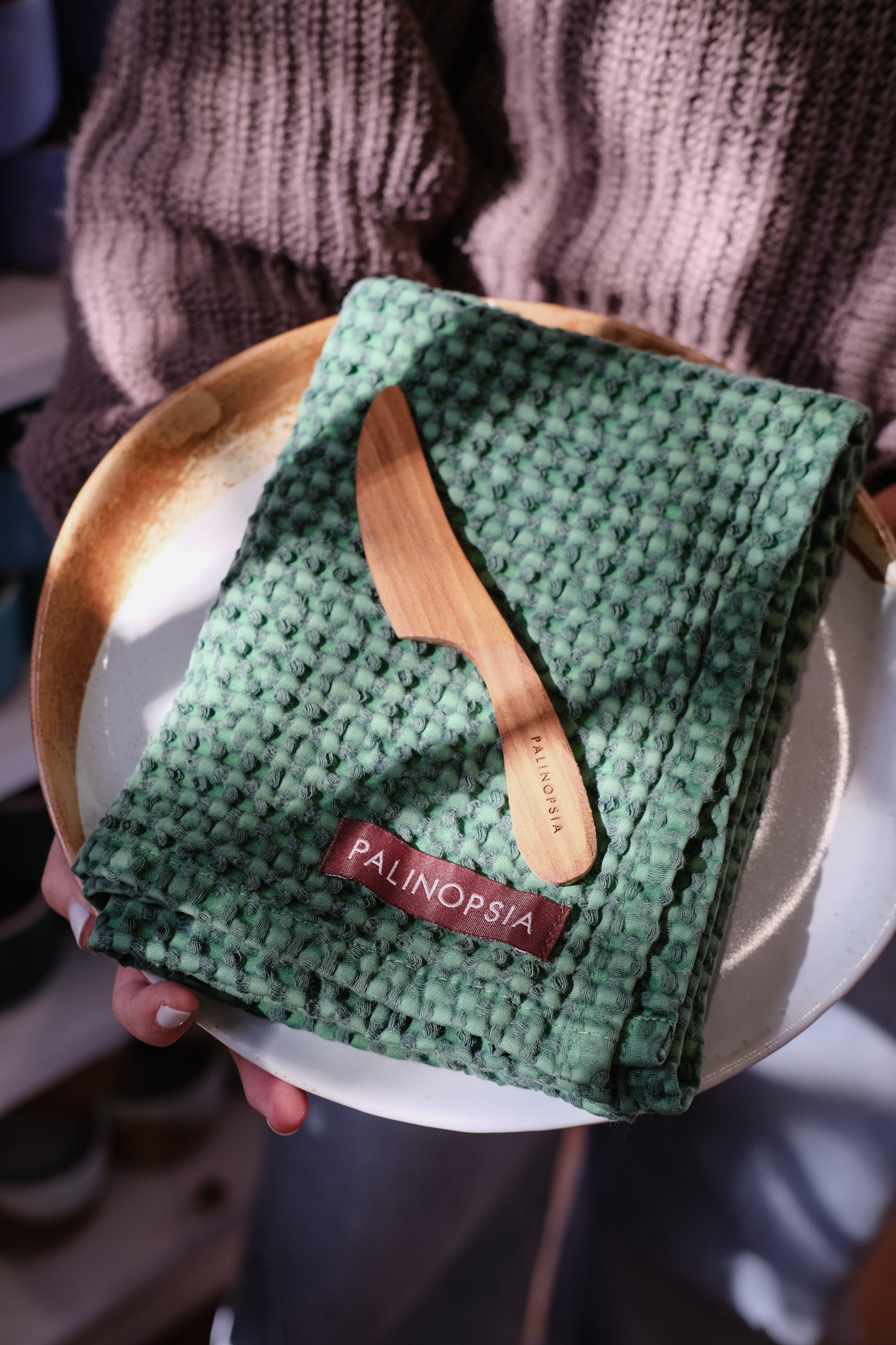 Stone Washed Waffle Towel | Fraser Fir