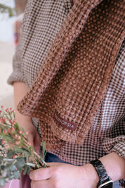 Stone Washed Waffle Towel | Downtown Brown