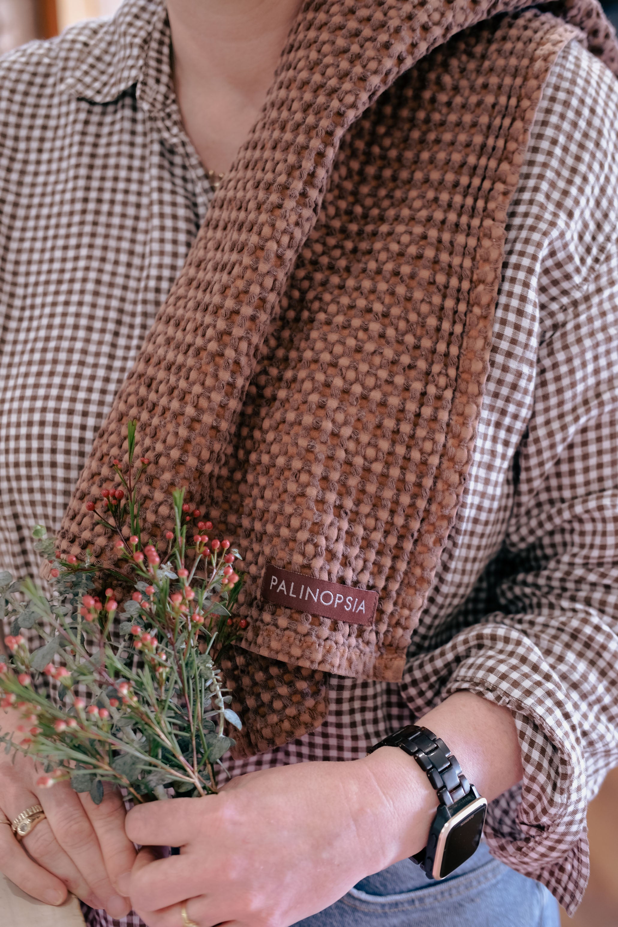 Stone Washed Waffle Towel | Downtown Brown