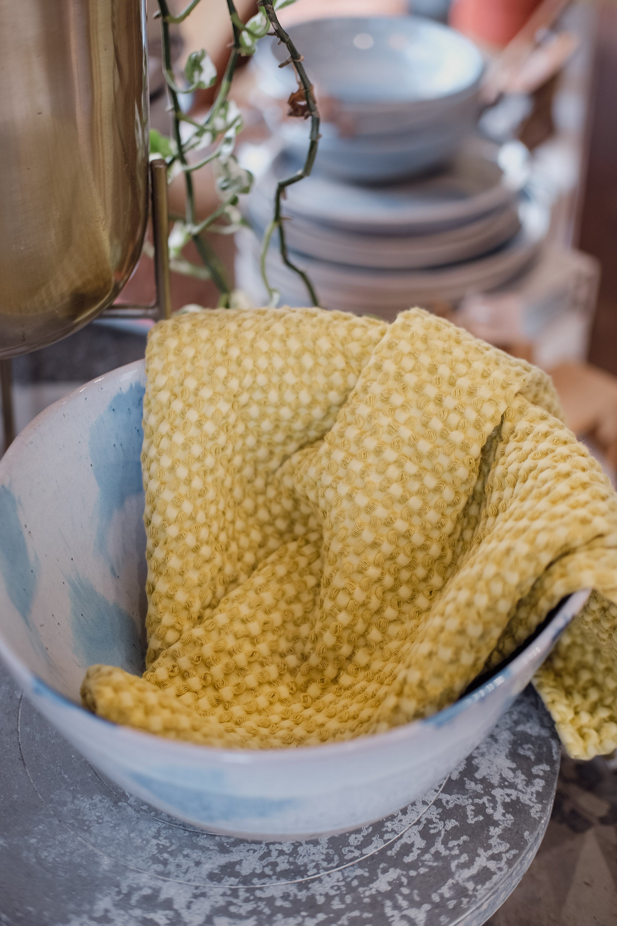 Stone Washed Waffle Towel | Ceylon Yellow