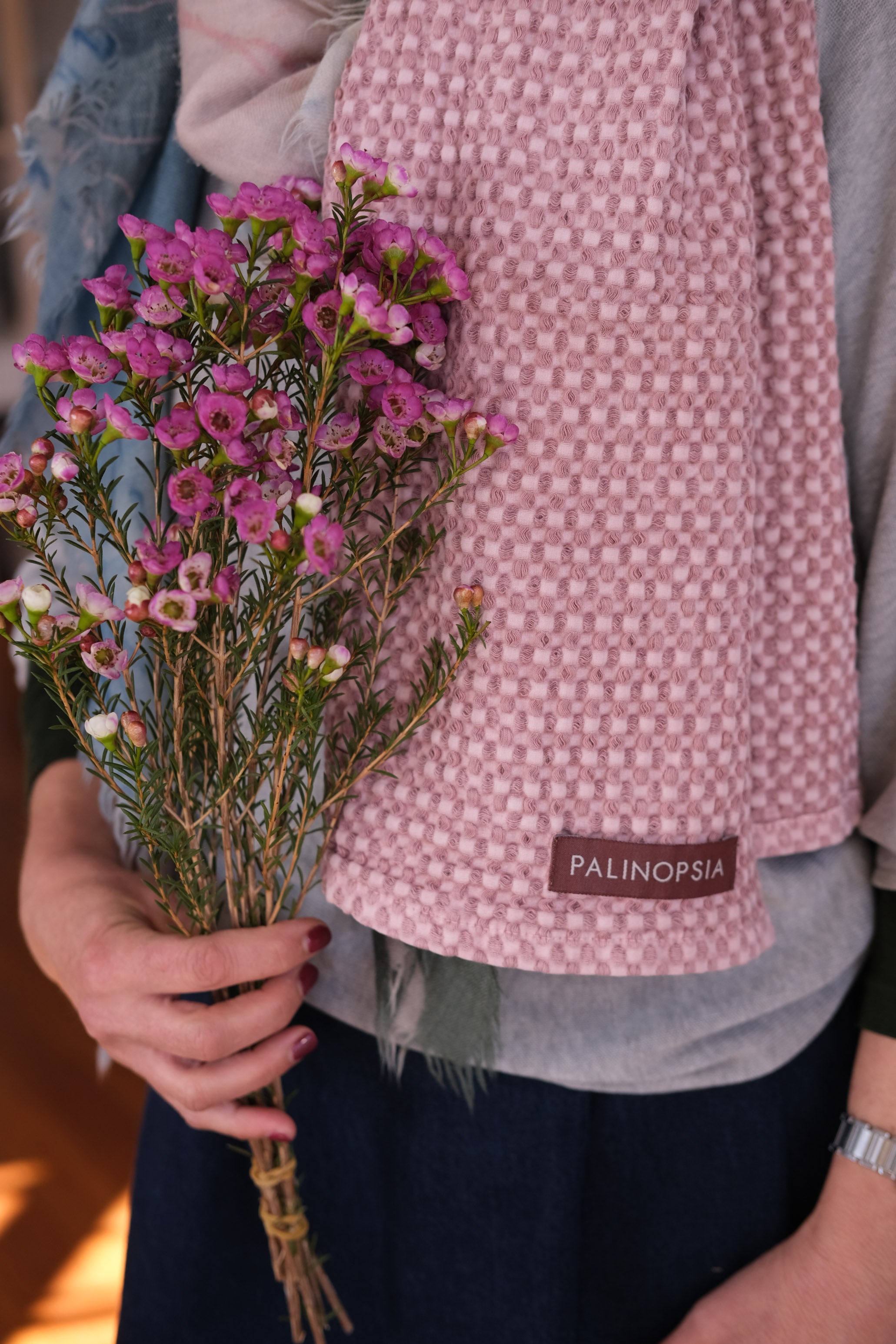 Stone Washed Waffle Towel | Old Rose