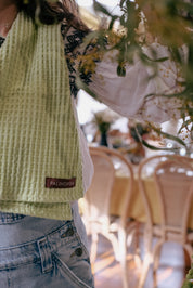 Stone Washed Waffle Towel | Lime Cream
