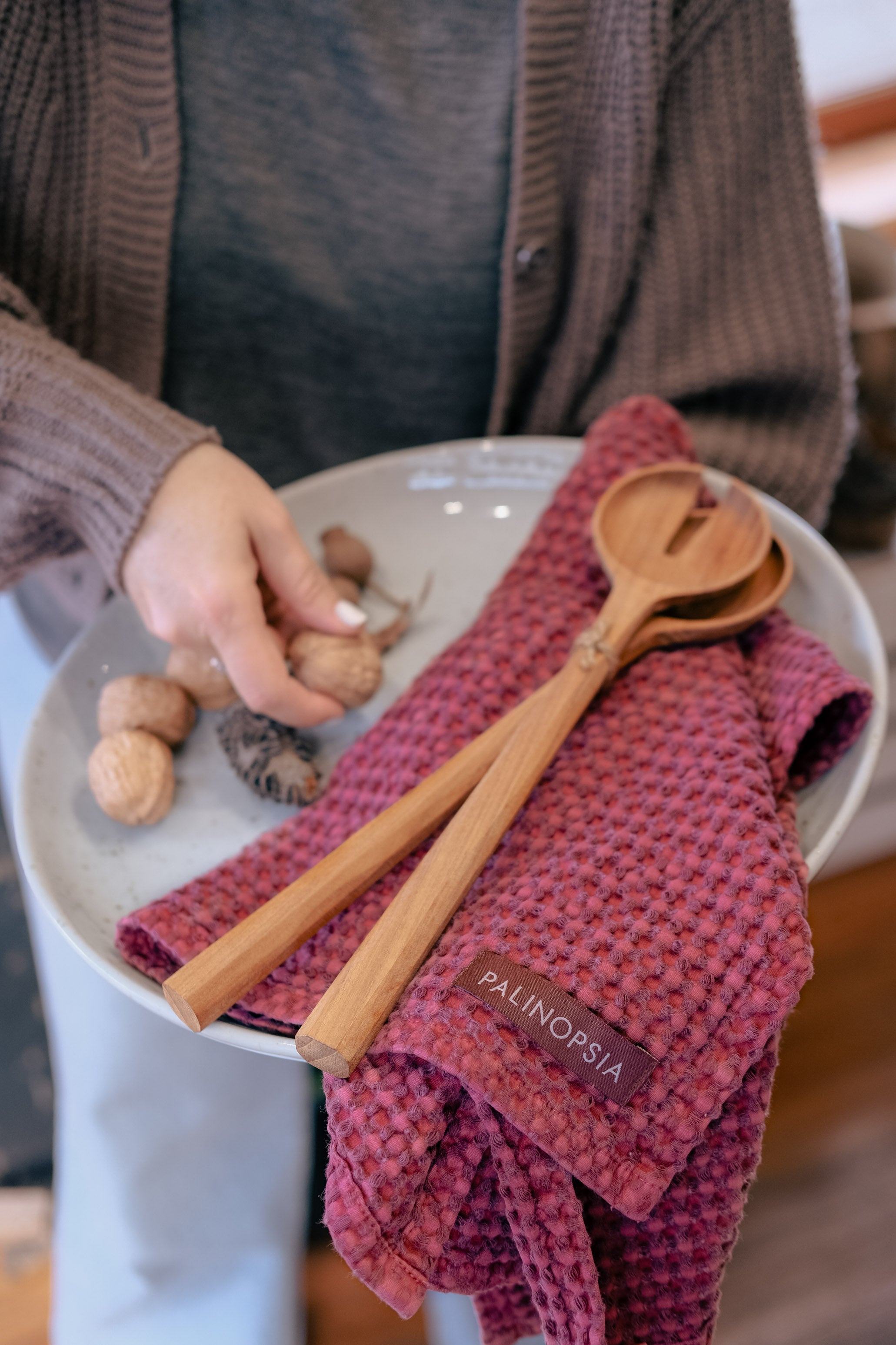 Stone Washed Waffle Towel | Dark Syrah