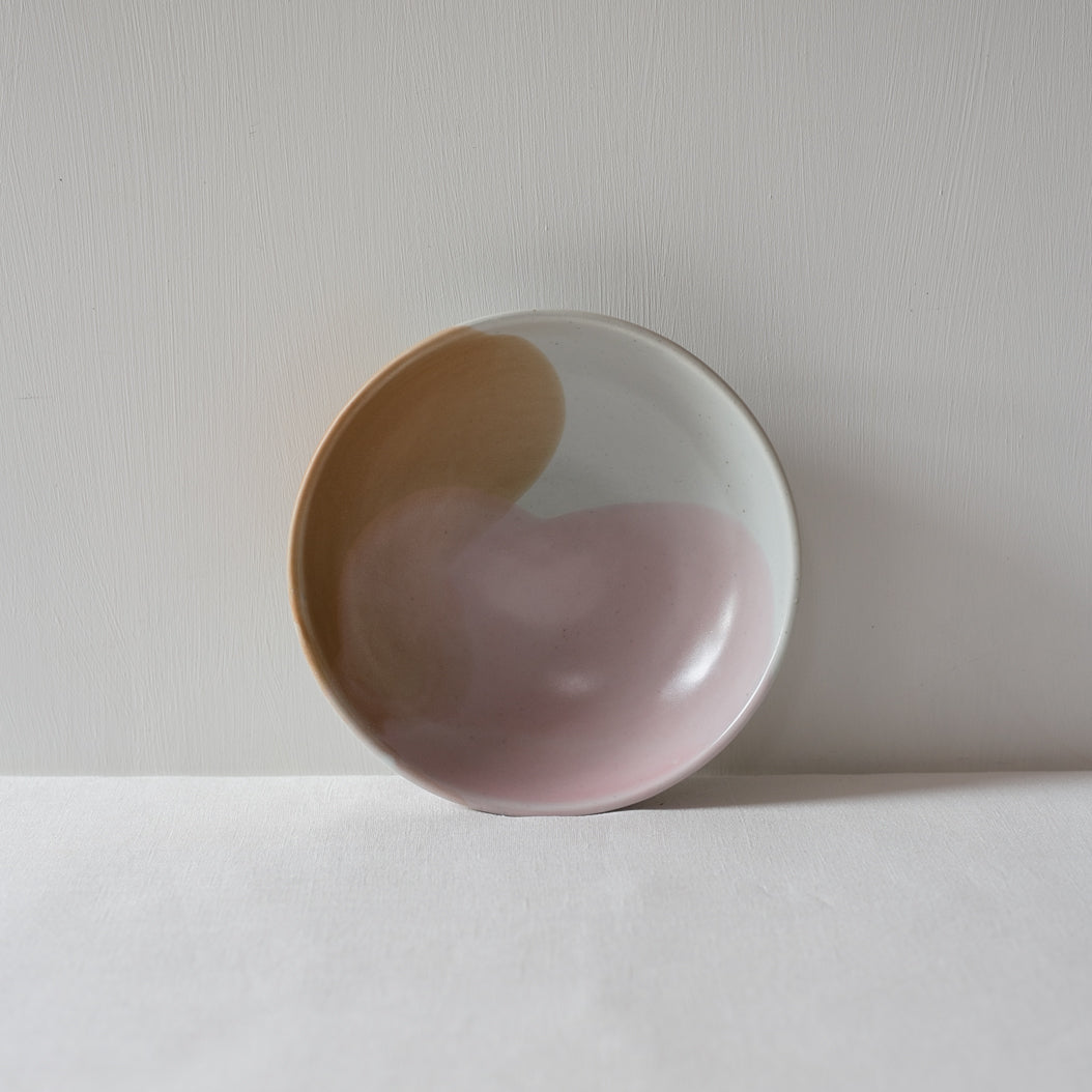Pink, White and chocolate brown breakfast bowl by Palinopsia 