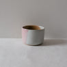 Coffee cup handmade stoneware in pink and brown glazes by Palinopsia Ceramics 