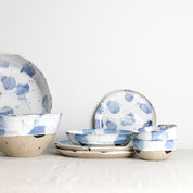 Handmade dinner set and dinnerware in blue and white by Palinopsia Ceramics 