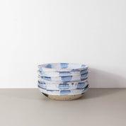 Blue and white pasta bowl set
